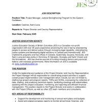 Justice Education Society: Project Manager, Judicial Strengthening Program for the Eastern Caribbean